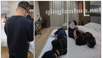 【小黑原创】你的女朋友被蒙眼堵嘴驷马捆绑在床上，长时间放置不管，强行蒙眼堵嘴，让她自己逃脱，没想到她自己竟然解开了一点，被我发现我又给她系上了死结，最后又上震动棒，她绝...